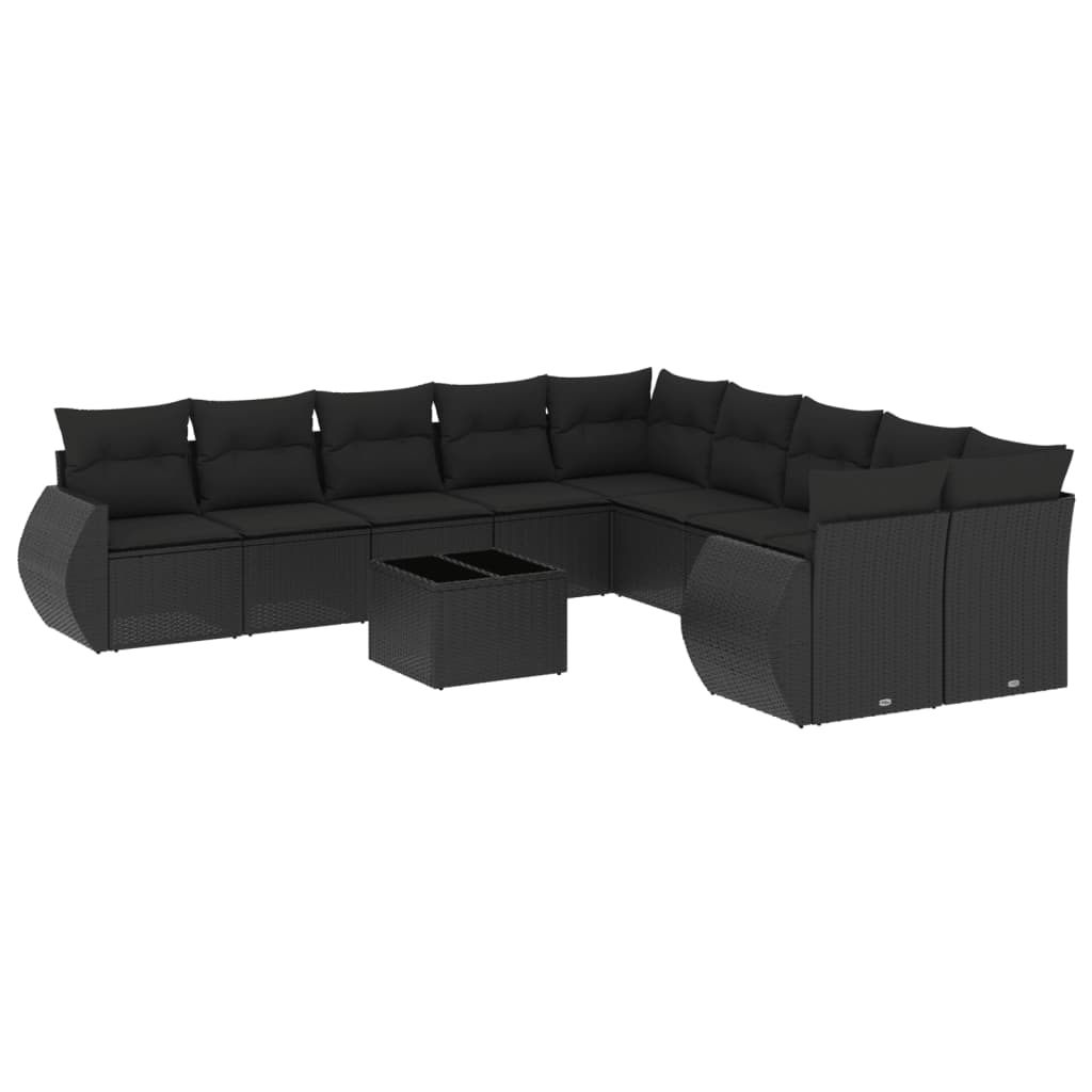 11 részes fekete polyrattan kerti ülőgarnitúra párnákkal (3221914)