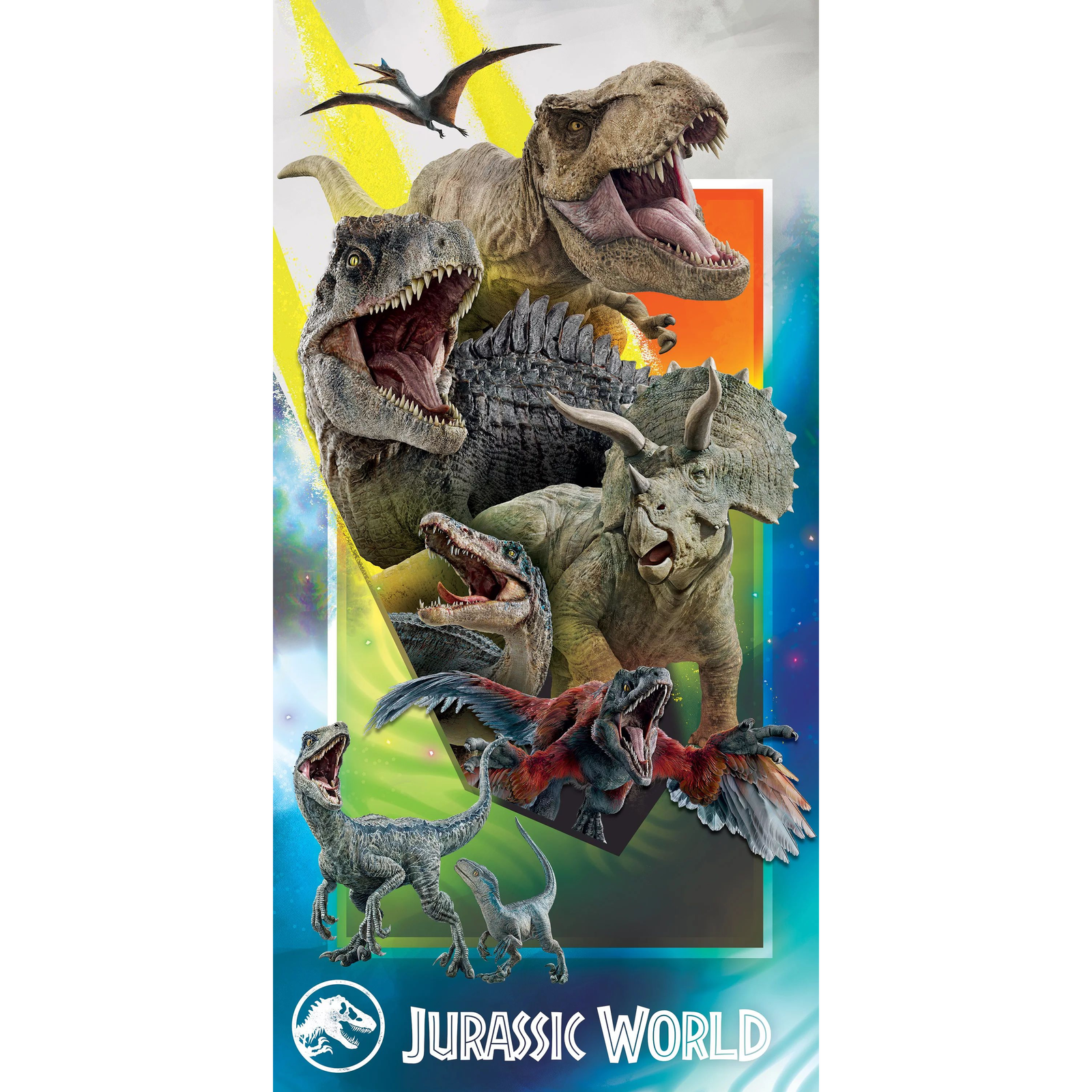Halantex Jurassic World: Dinoszauruszok Gyerek Pamut fürdőlepedő 70 x 140 cm (9123T)