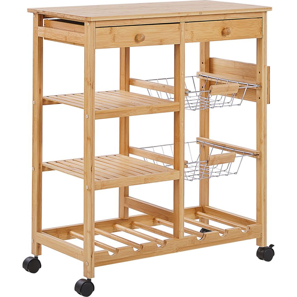 Beliani Wózek kuchenny jasne drewno MORINO