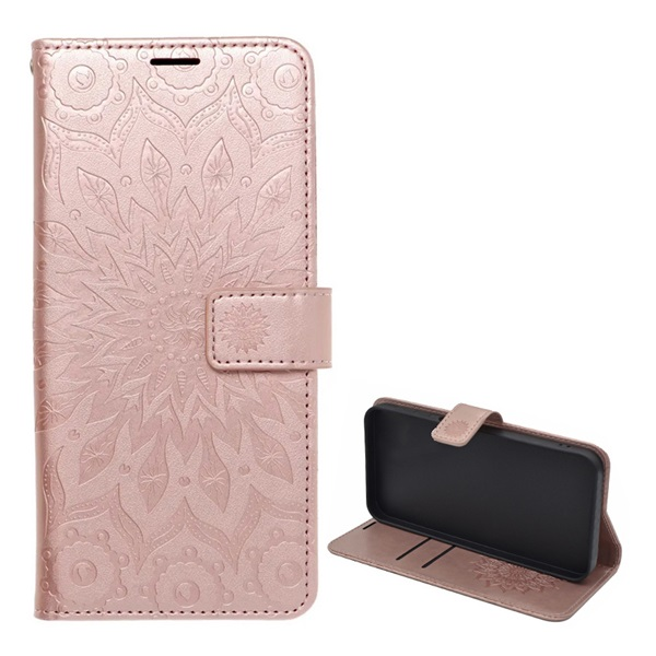 gigapack Tok álló, bőr hatású (FLIP, oldalra nyíló, asztali tartó, kézpánt, mandala) ROZÉARANY Samsung Galaxy A12 (SM-A125F / SM-A127F) " csomagolás" (GP-135891)