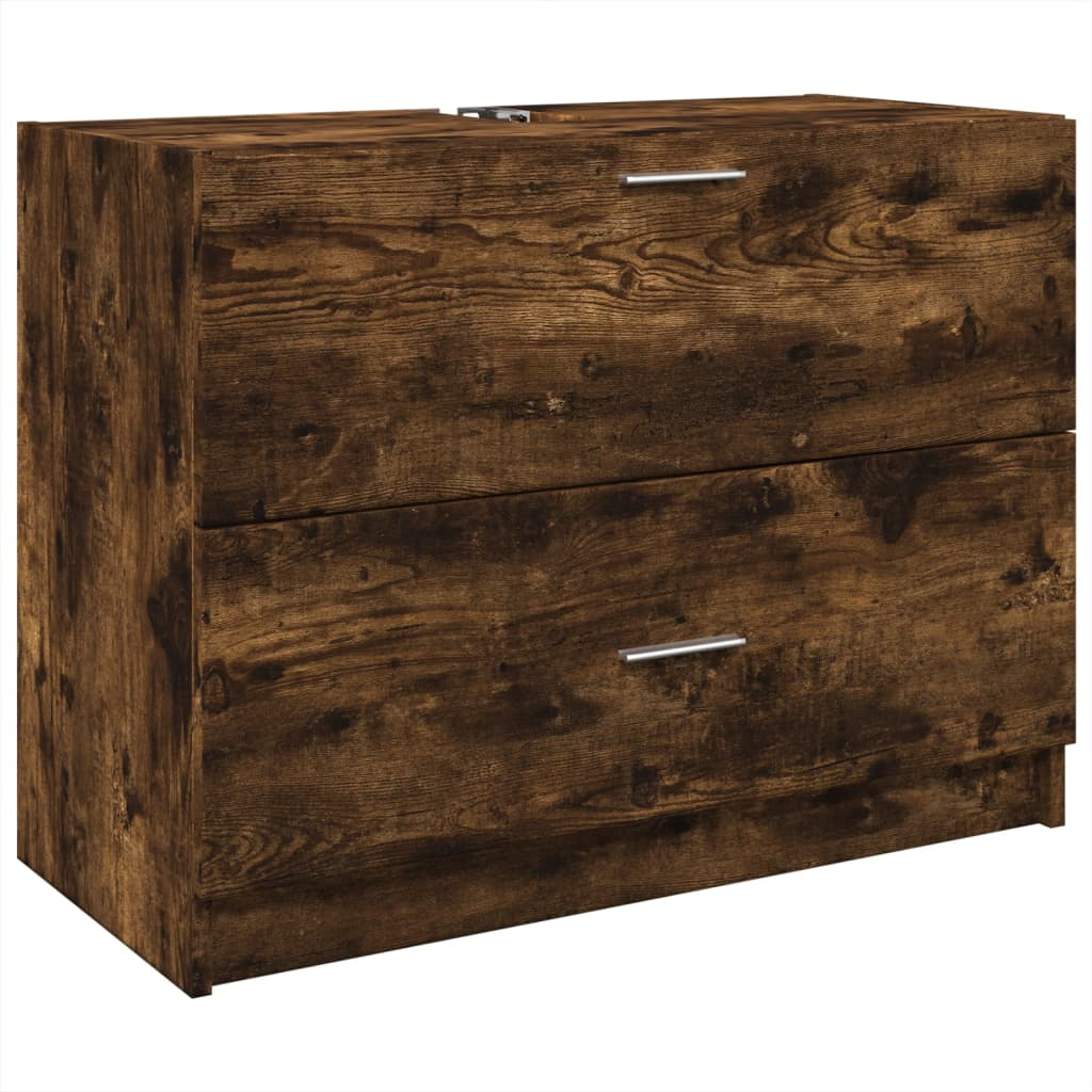 füstös tölgy színű szerelt fa mosdószekrény 78 x 37 x 59 cm (848119)