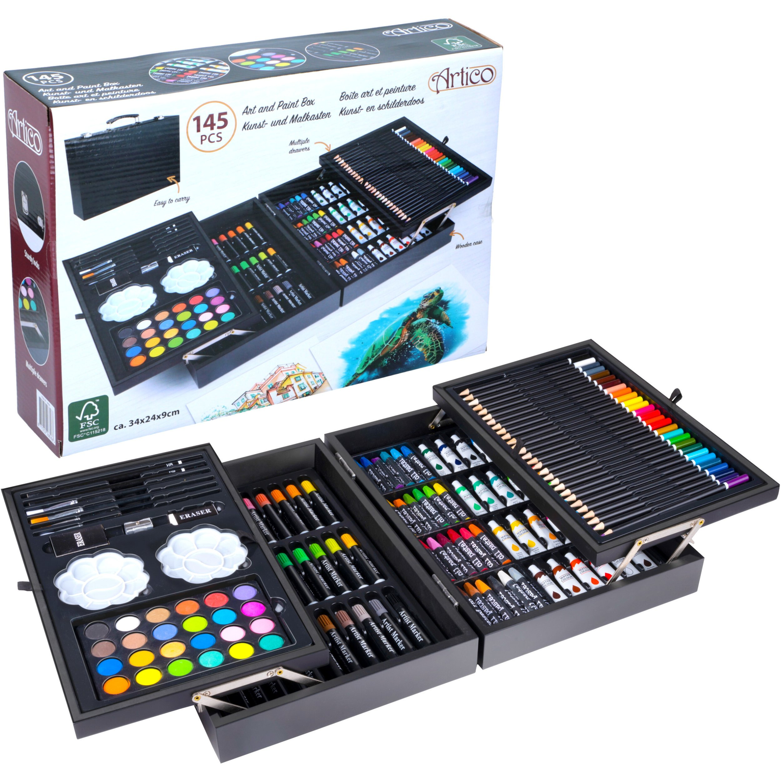 Artico Művész Szett Táskában - 145 Részes (E-26828)
