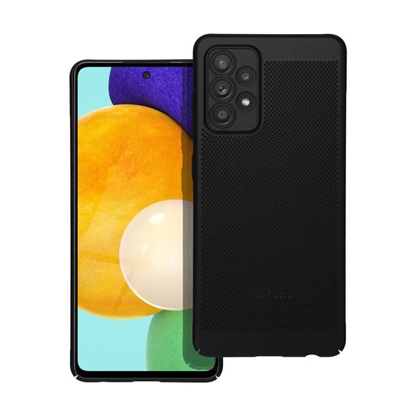 Samsung Galaxy A52 / A52 5G / A52s 5G SM-A525F / A526B / A528B, Műanyag hátlap védőtok, légáteresztő, lyukacsos minta, Breezy, fekete (RS142558)
