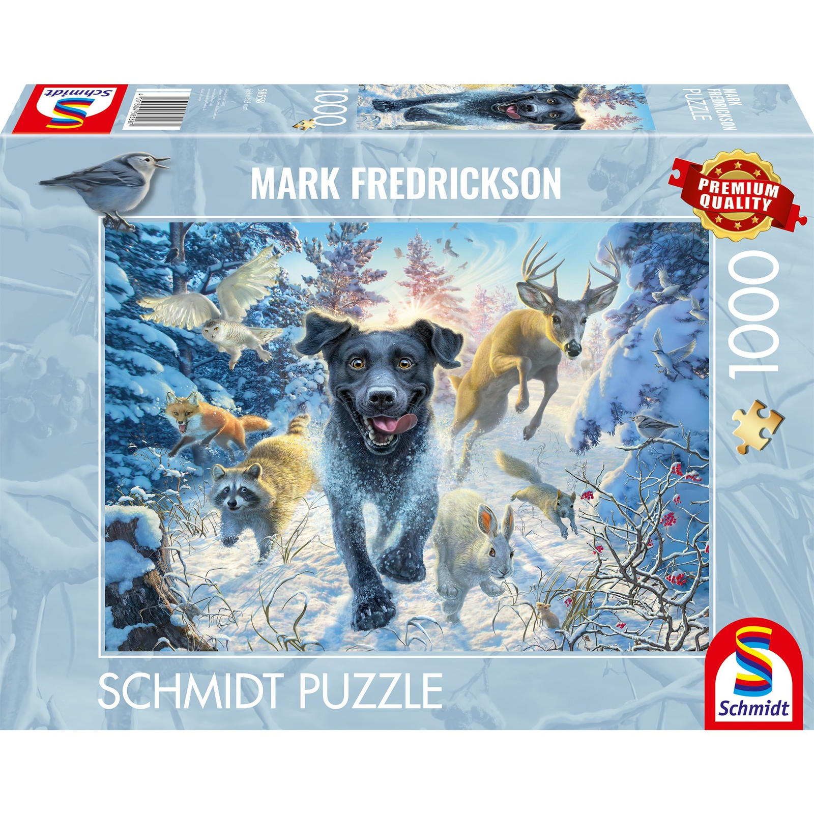 Schmidt Spiele Kutyaszeretet - Labrador a hóban 1000 darabos puzzle