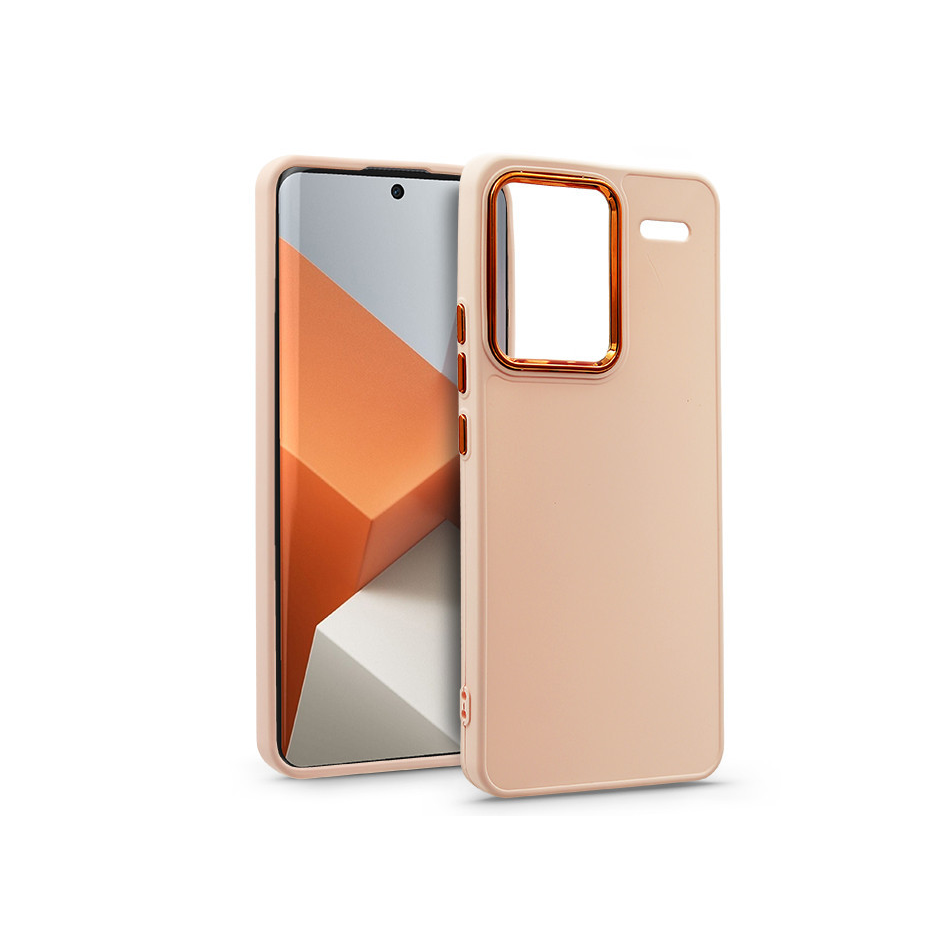 Xiaomi Redmi Note 13 Pro Plus 5G, Szilikon tok, közepesen ütésálló, fémhatású kamera keret, Frame Case, rózsaszín (5903396279881)