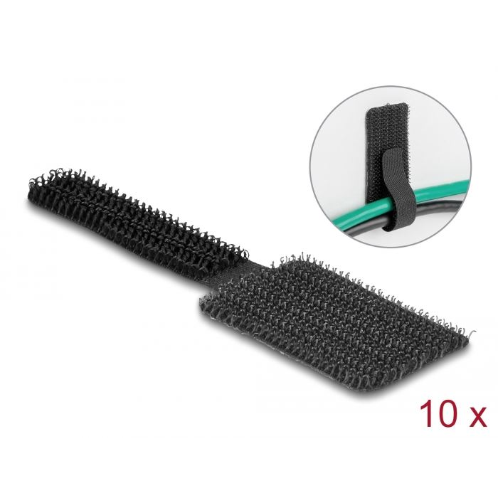 Delock Mini tépőzáras kábeltartó 90 x 24 mm,10 db fekete (19582) (d19582)