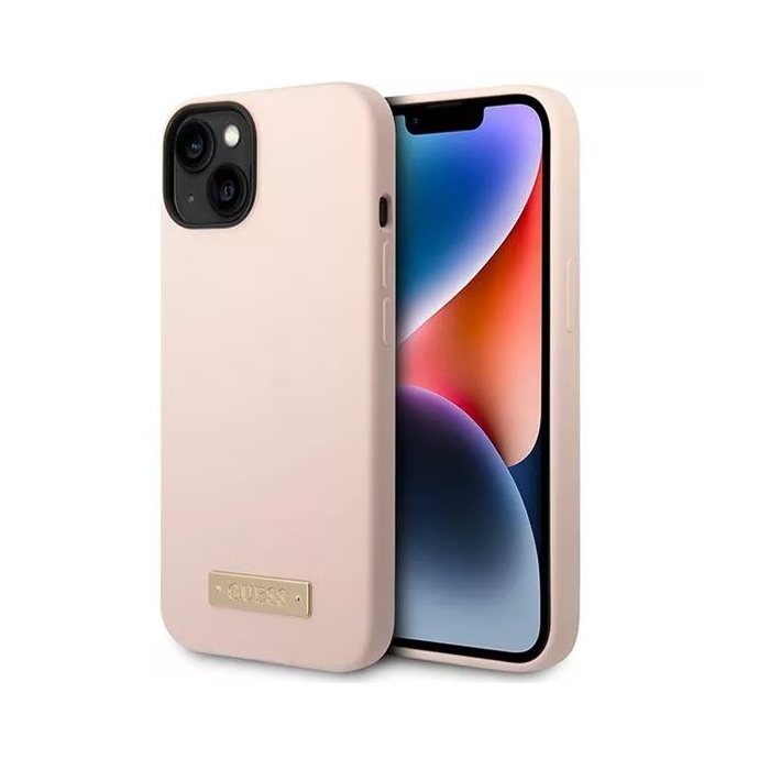Guess Metal Logo Apple iPhone 14 Plus MagSafe Tok - Rózsaszín (GUHMP14MSBPLP)