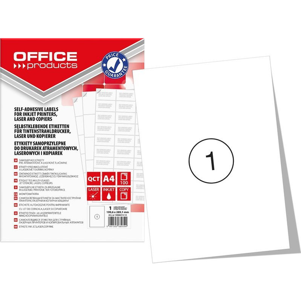  Office Products Etykiety Office Products A4 199.6x289.1mm białe (100)