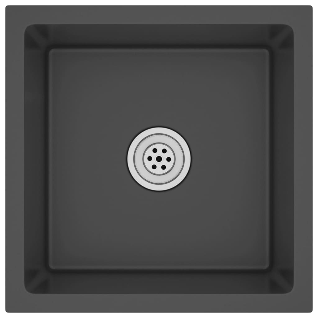 fekete kézzel készült rozsdamentes acél mosogató (51501)