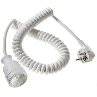 Hálózati spirálkábeles hosszabbítókábel, fehér, 2,5 m, HO5VV-F 3 G 1,5 mm2, AS Schwabe 70412 (70412)