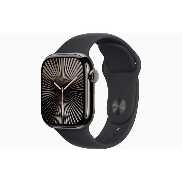 Apple Watch Series 10 (GPS + Cellular) 42mm palaszürke titántok, fekete sportszíj S/M (MWXG3QH/A)