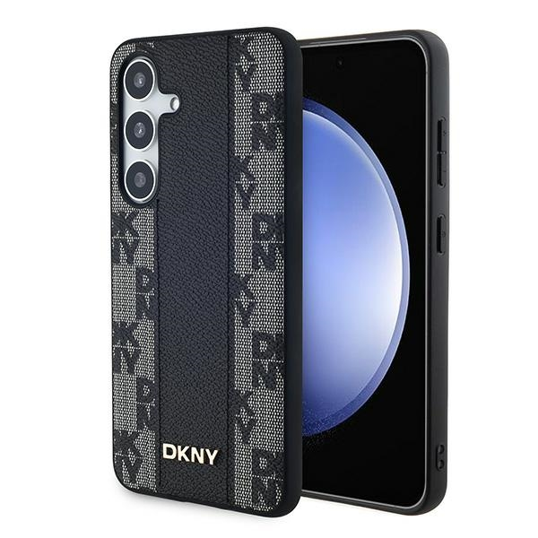 DKNY Samsung S24+ / S926 MagSafe Kockás keménykeretes bőr Telefon tok - Fekete (DKHMS24MPCPVSLK)