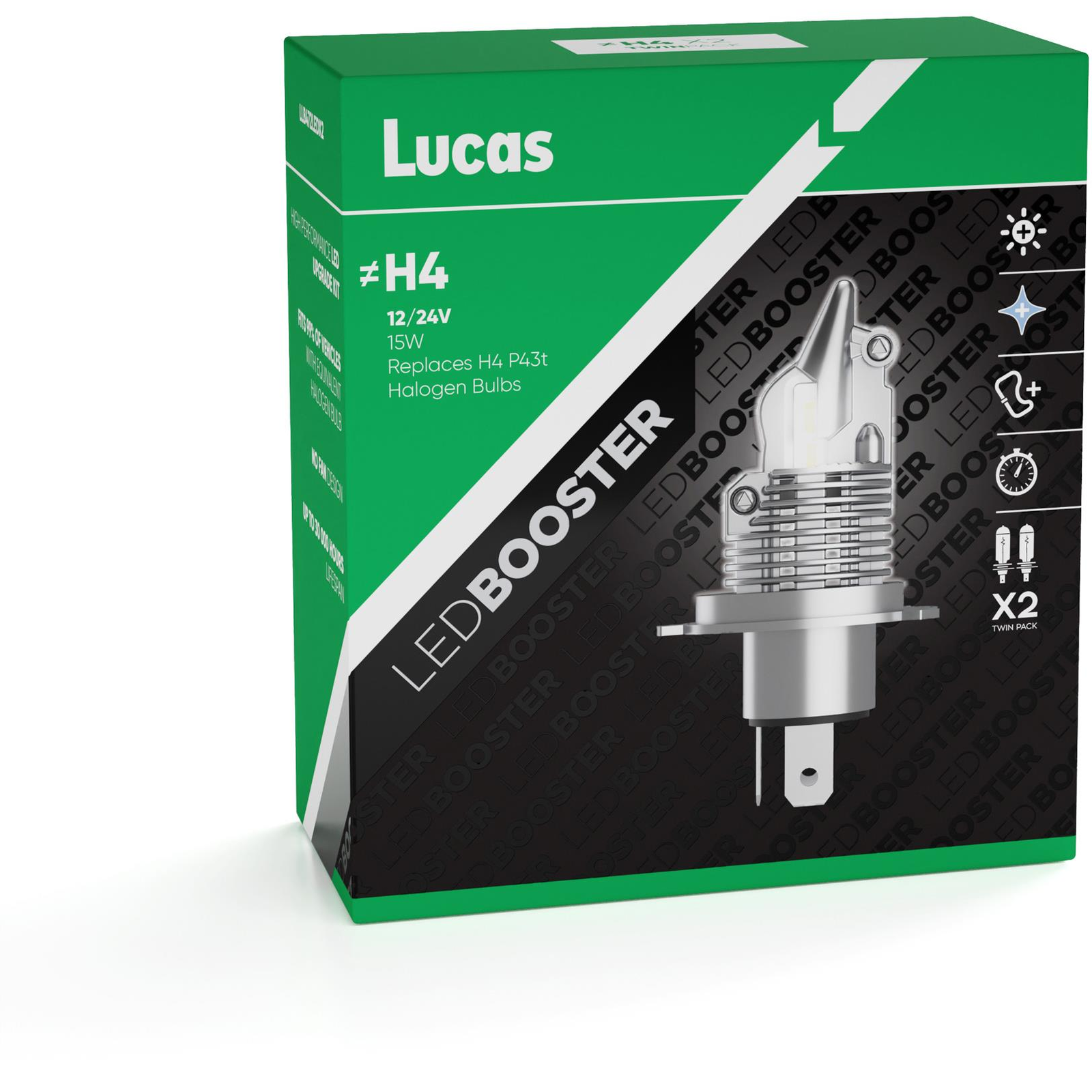 Lucas 12V H4 LED P43t, 2 darabból álló készlet (LLB472LEDX2)