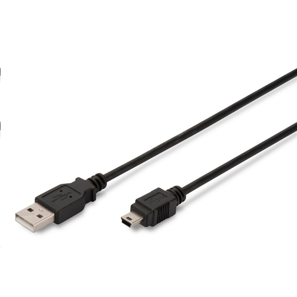 DIGITUS USB 2.0 Anschlusskabel Typ A -mini B St/St 3.0m,  sw