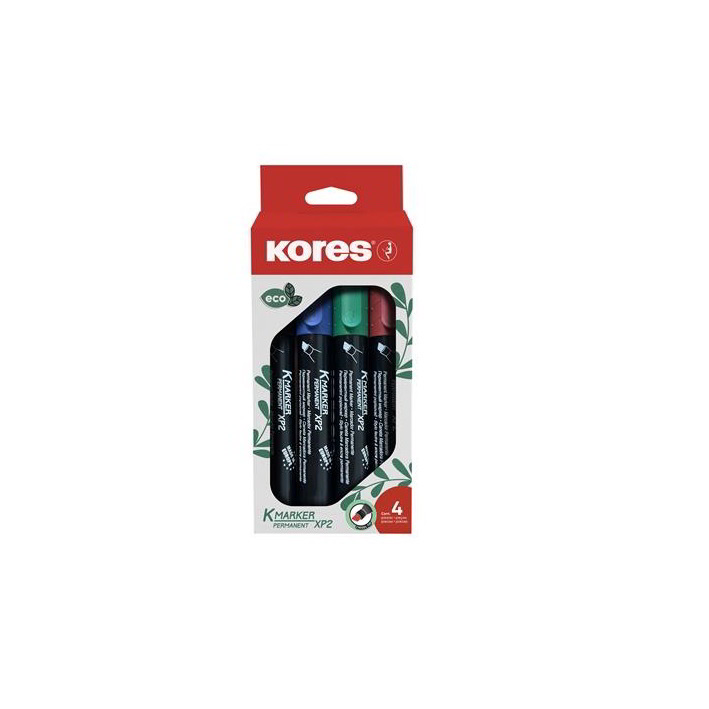 Kores Eco K-Marker 1-3mm Alkoholos marker készlet - Vegyes színek (4 db / csomag) (20784)