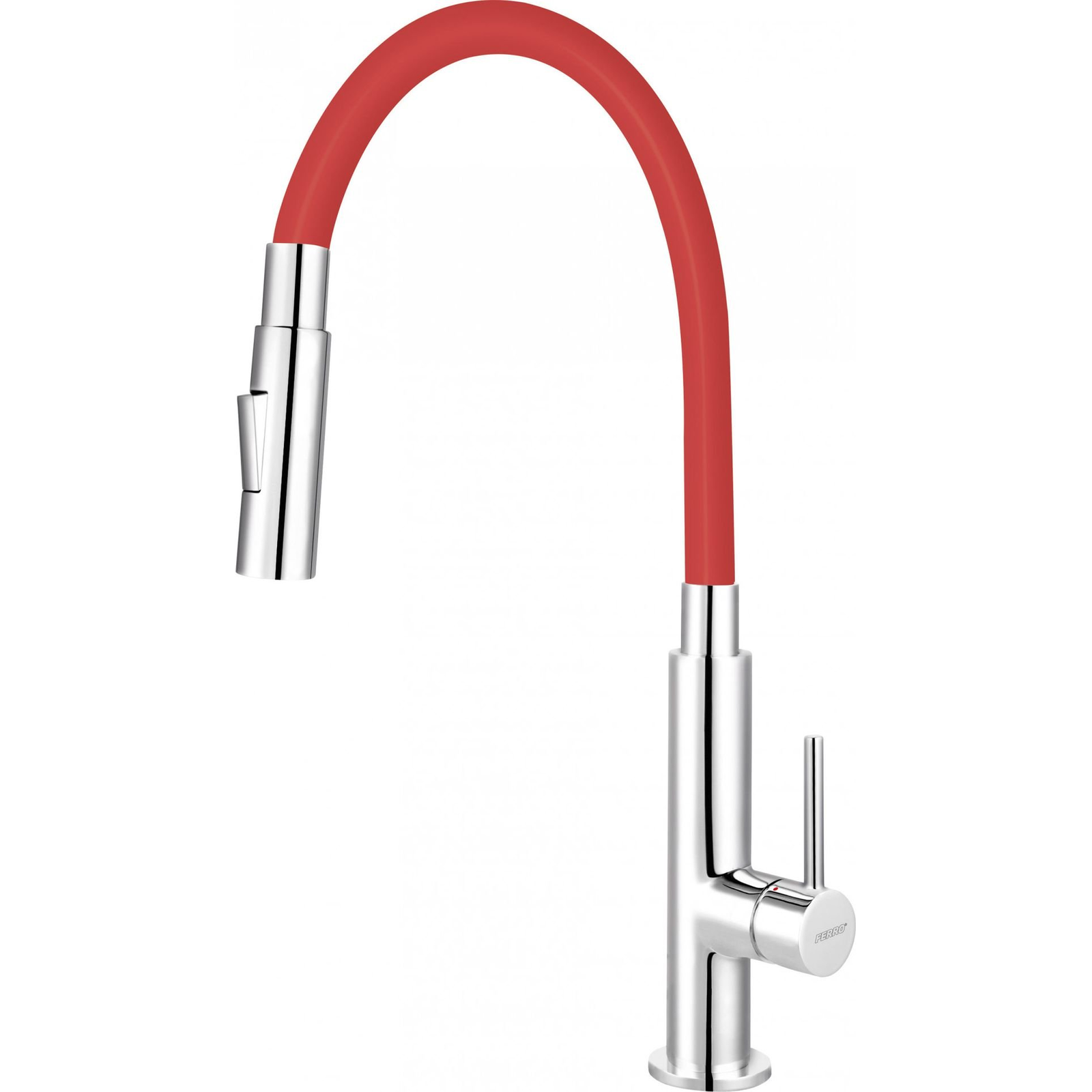 Ferro Zumba Slim BZA43R Csaptelep - Flexibilis, Zuhanyváltós Kifolyócsővel, Piros (BZA43R)