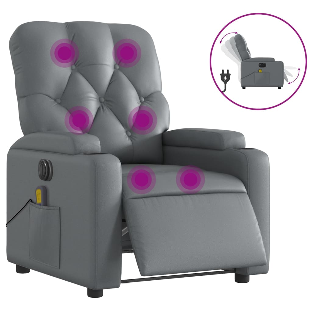 szürke műbőr elektromos dönthető masszázsfotel (3204768)