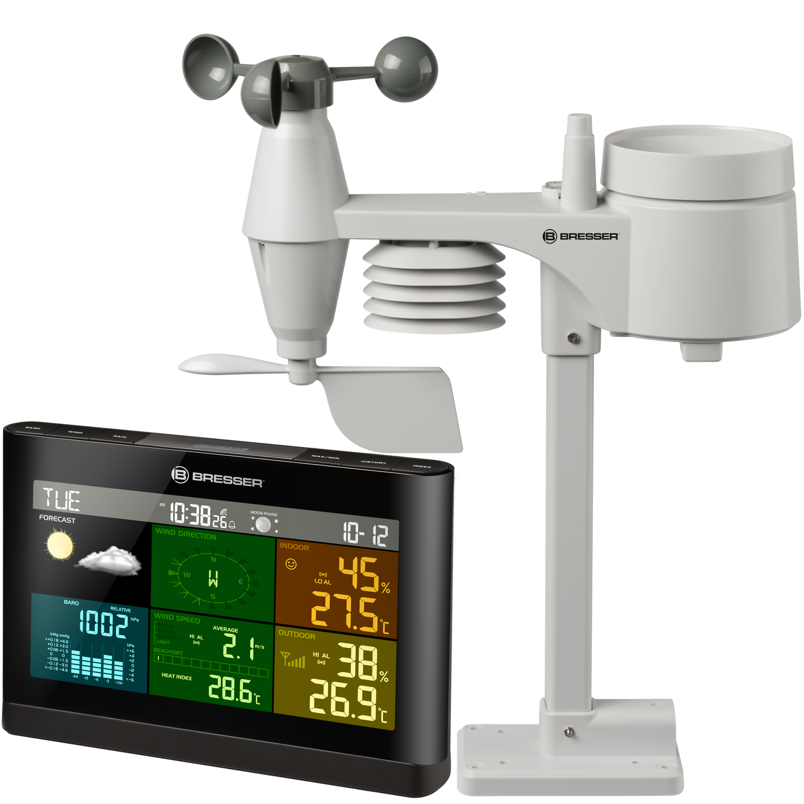 Meteostanice profesionální PŘEDPOVĚĎ počasí Bresser DCF77 senzor VĚTRU (7002550CM3000)