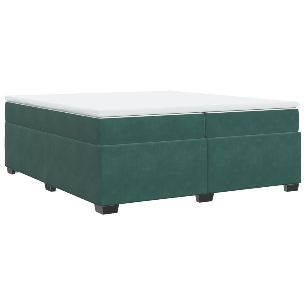 sötétzöld bársony rugós ágy matraccal 200x200 cm (3285308)