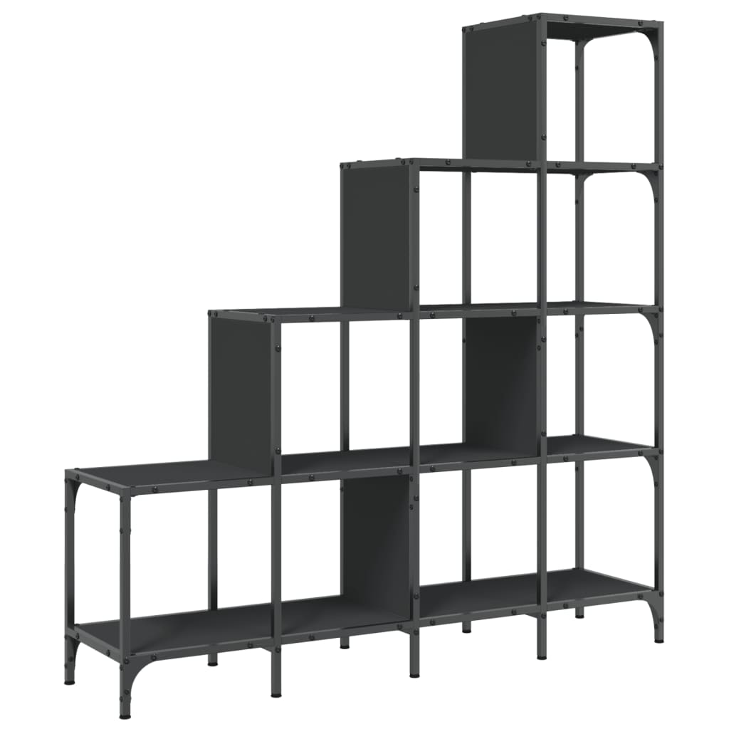 fekete szerelt fa és fém könyvszekrény 122 x 30 x 132 cm (845441)