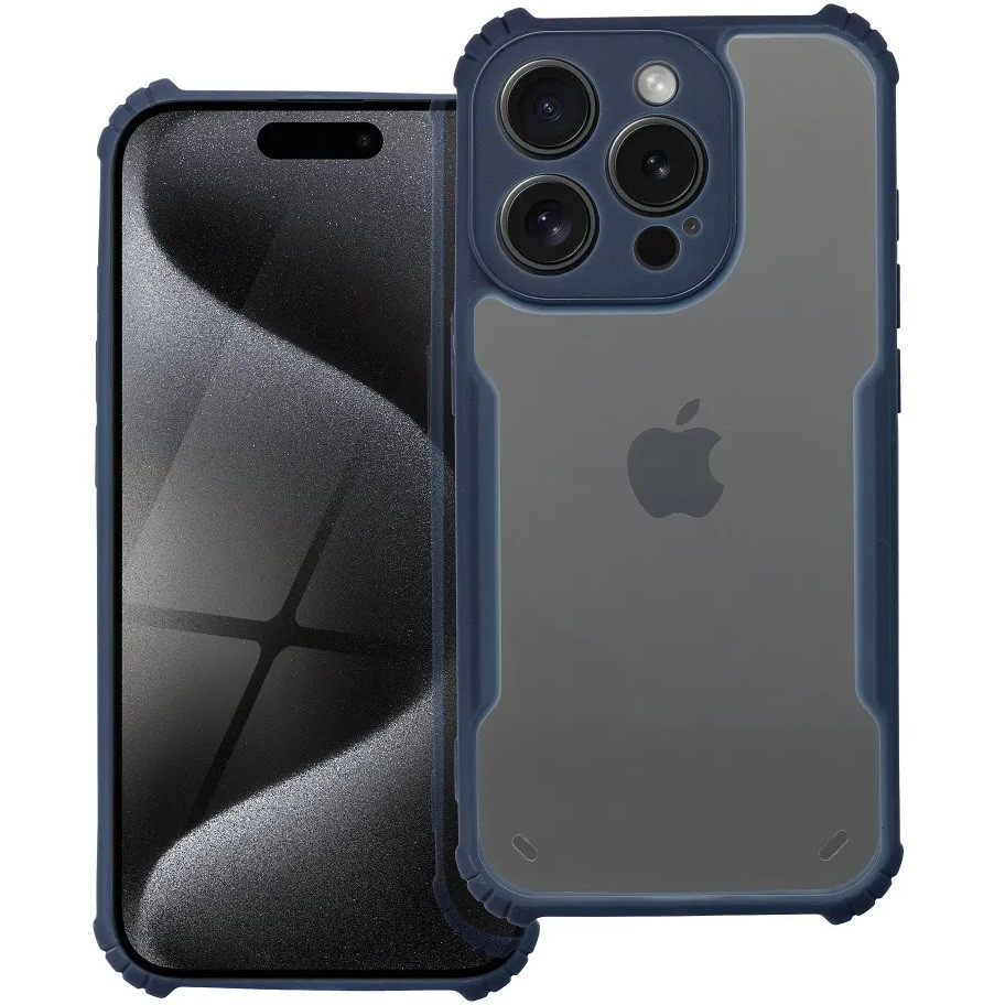 AppleiPhone16ProMax,Szilikontok,közepesenütésálló,légpárnássarok,akrilhátlap,Anti-DropCase,átlátszó/sötétkék (5903396315176)