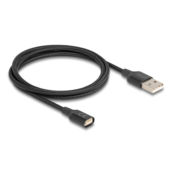 Delock Mágneses USB töltő kábel, fekete 1 m (88167)