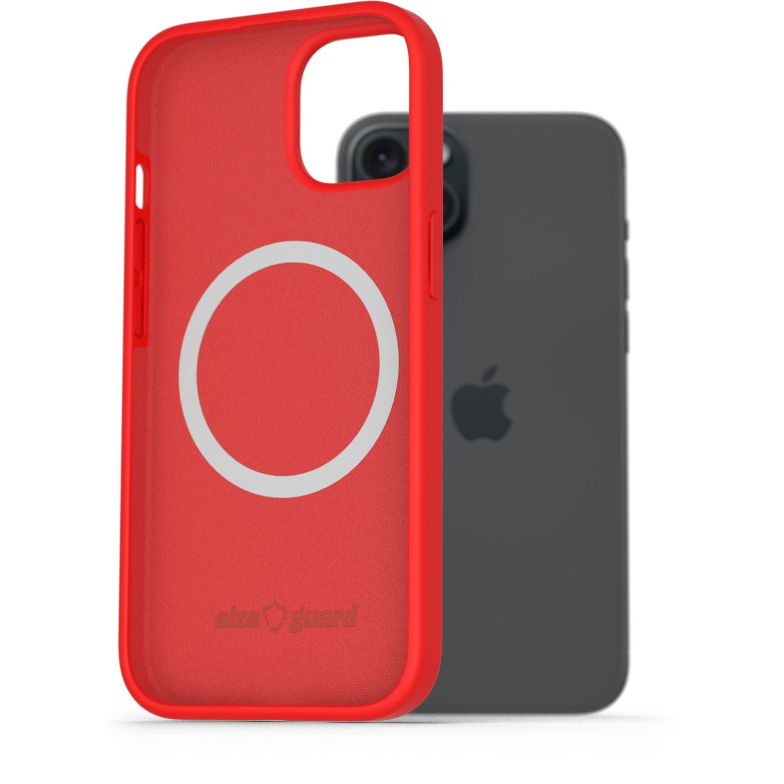 AlzaGuard Silicone Case Compatible with Magsafe iPhone 15 Plus piros tok (AGD-PCMS21R)