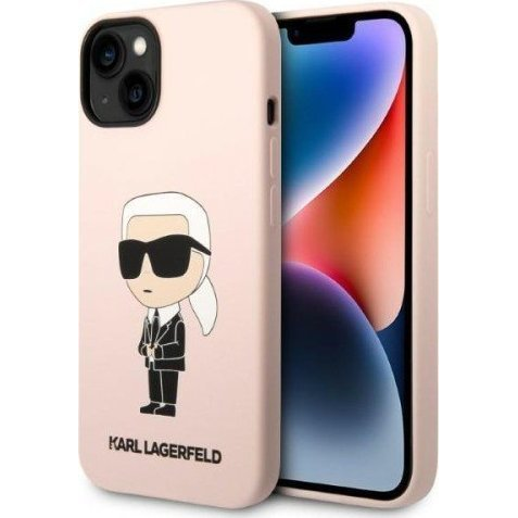 Karl Lagerfeld KLHMP14MSNIKBCP iPhone 14 Plus / 15 Plus 6,7" Keménytok Rózsaszín Szilikon Ikonikus Magsafe