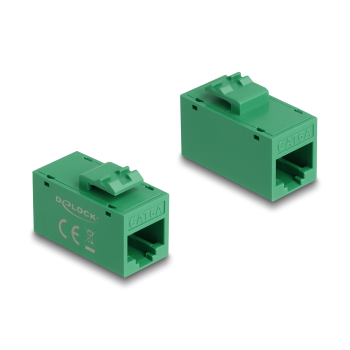 Delock Keystone modul, RJ45-aljzat - RJ45-aljzat, Cat.6A UTP zöld (90640) (90640)
