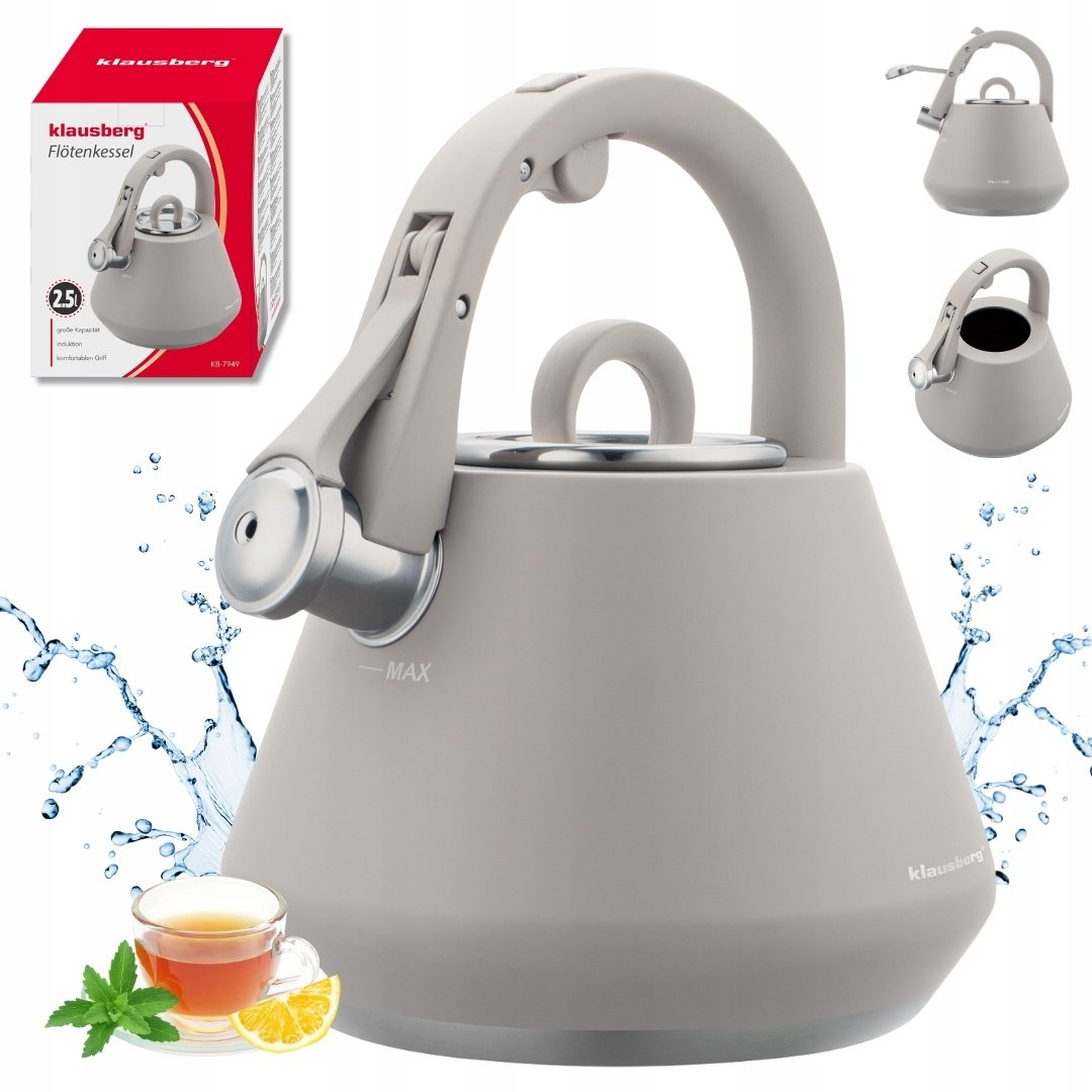 Klausberg KB-7949 rozsdamentes acél vízforraló 2,5L szürke (KB-7949)