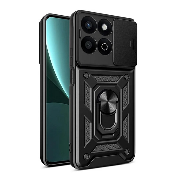 gigapack Defender szilikon telefonvédő (ütésállóság, tartógyűrű, kameravédő) FEKETE Honor 200 Smart " csomagolás" (GP-163845)