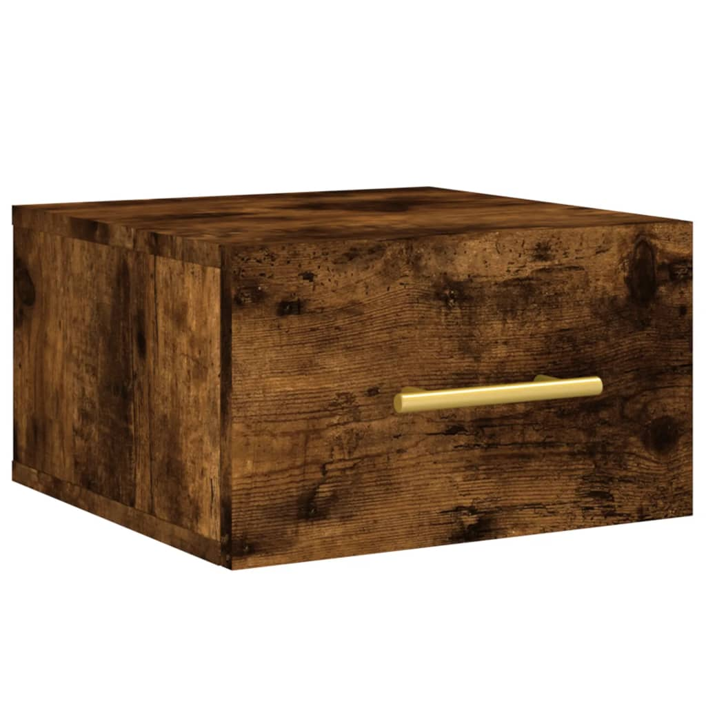 füstös tölgyszínű falra szerelhető éjjeliszekrény 35x35x20 cm (829798)