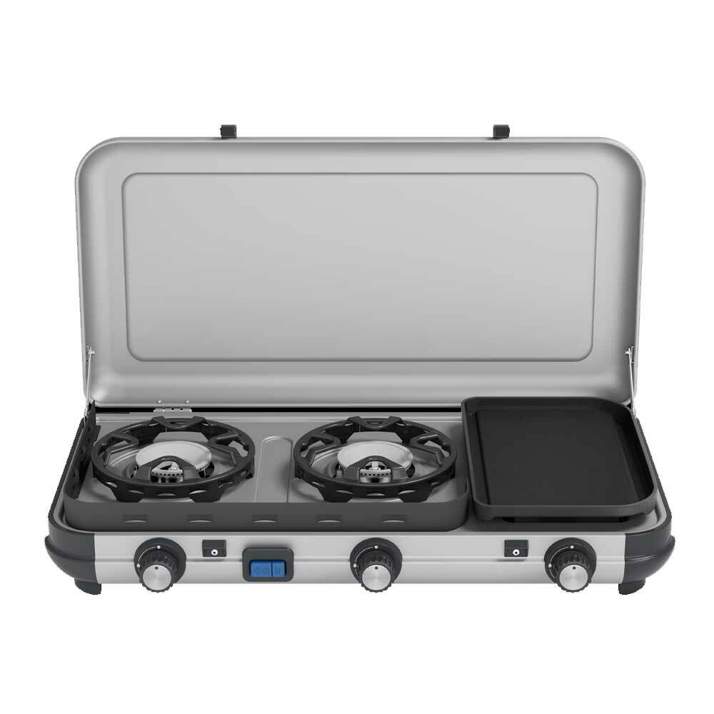 Campingaz Camping Kitchen 2 Multi Cook Hordozható 3 zónás Gáz / Grill főzőlap - Fehér (2213312)