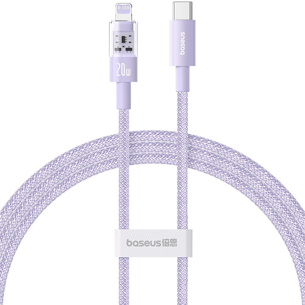 Кабел USB-C към Lightning, бързо зареждане 20W, 1m - Baseus Gem (P10373001511-00) - Nebula Purple