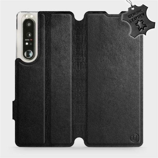 Mobiwear Sony Xperia 1 III fekete bőr flip tok