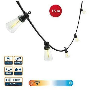 PS068 kültéri fényfüzér 20 retro izzóval (PS068)