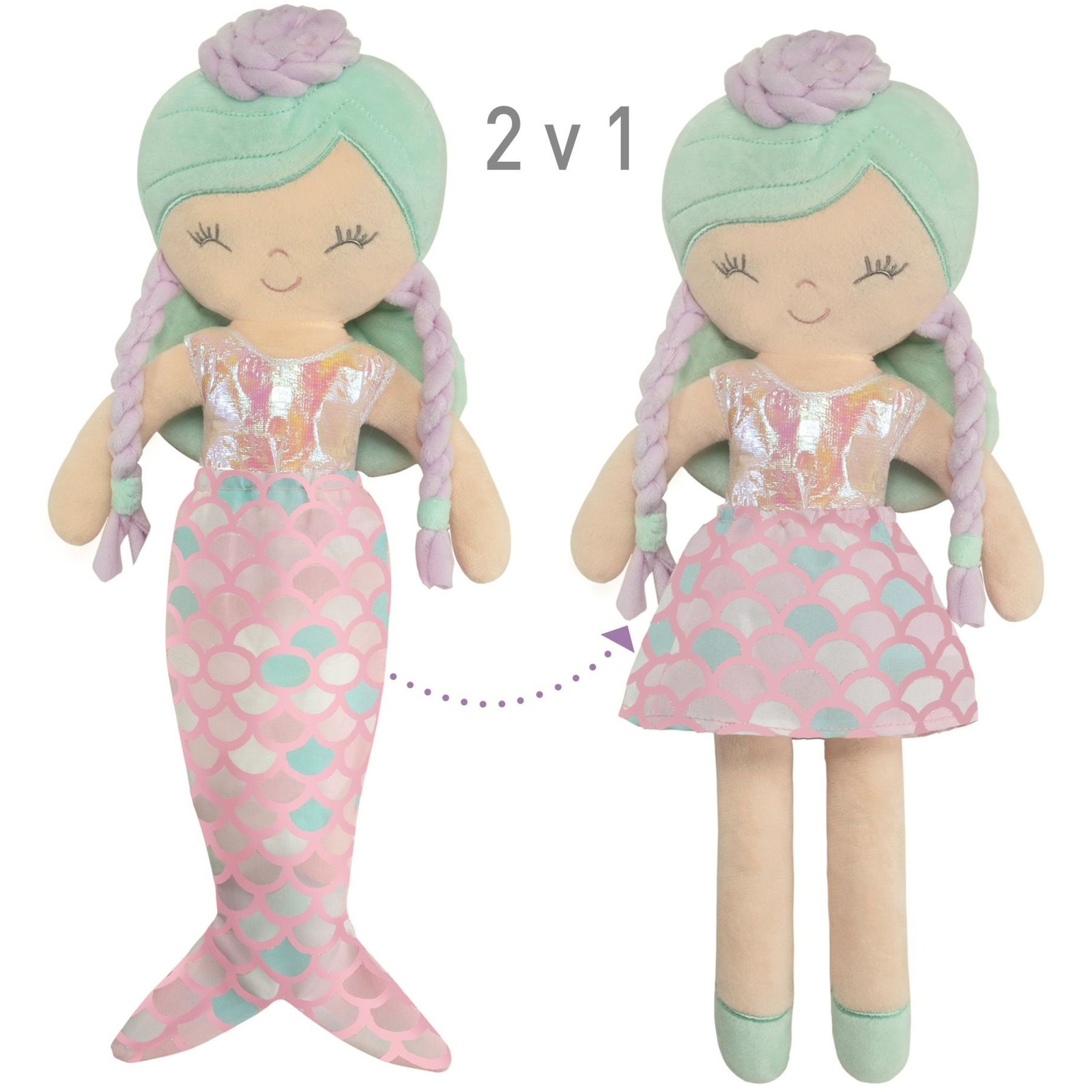 DeCuevas 20041 OCEAN FANTASY Plüss játékbaba bölcsővel 2 az 1-ben 36 cm (4897022200411)