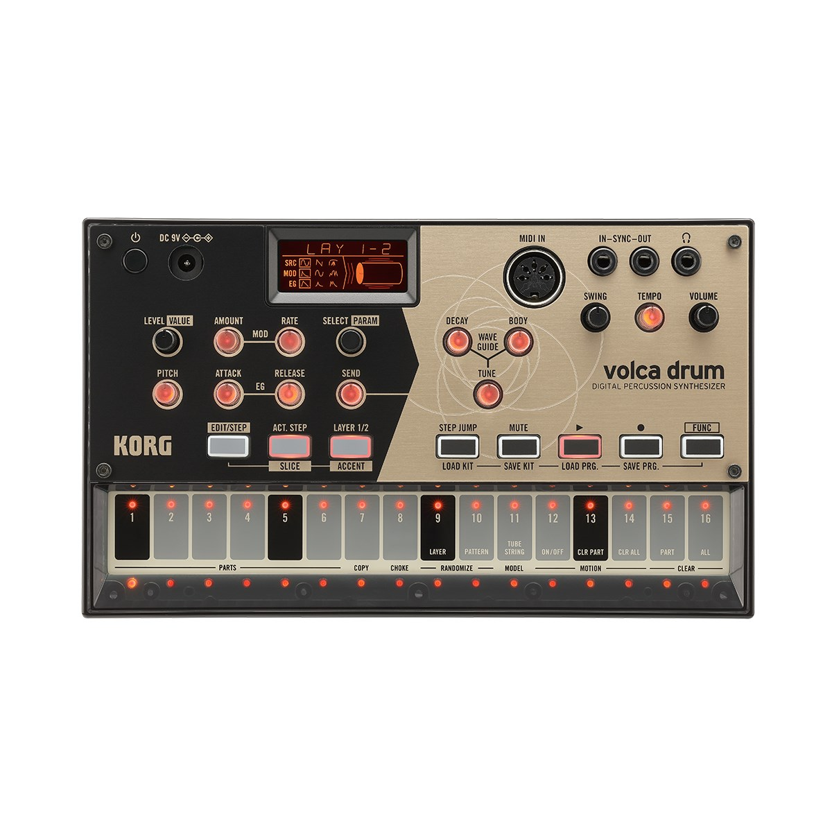 Korg Volca Drum 6-sávos Digitális Dobgép Szintetizátor - Fekete / Barna (VOLCA DRUM)
