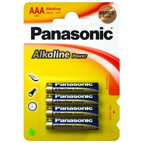 Panasonic 1.5V Alkáli AAA ceruza elem Alkaline Power (4db / csomag) (LR03APB/4BP) (LR03APB/4BP)