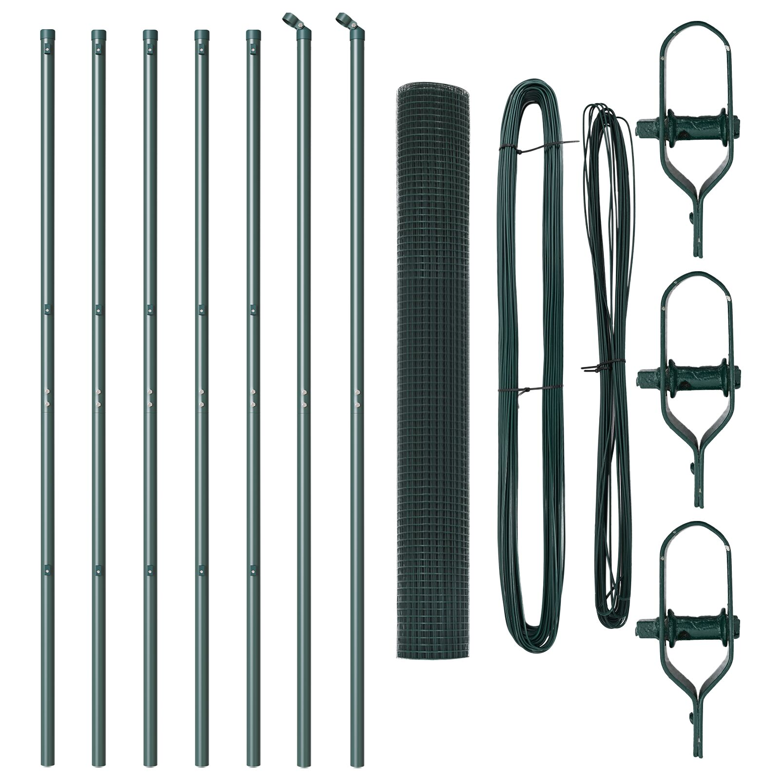 Hegesztett Drótkerítés 7 Oszloppal Zöld 1.4x10 m Acél (3351700)