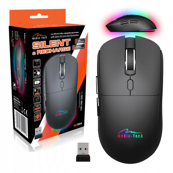 Media-Tech MT1124 Wireless Gaming Egér 3200DPI RGB LED