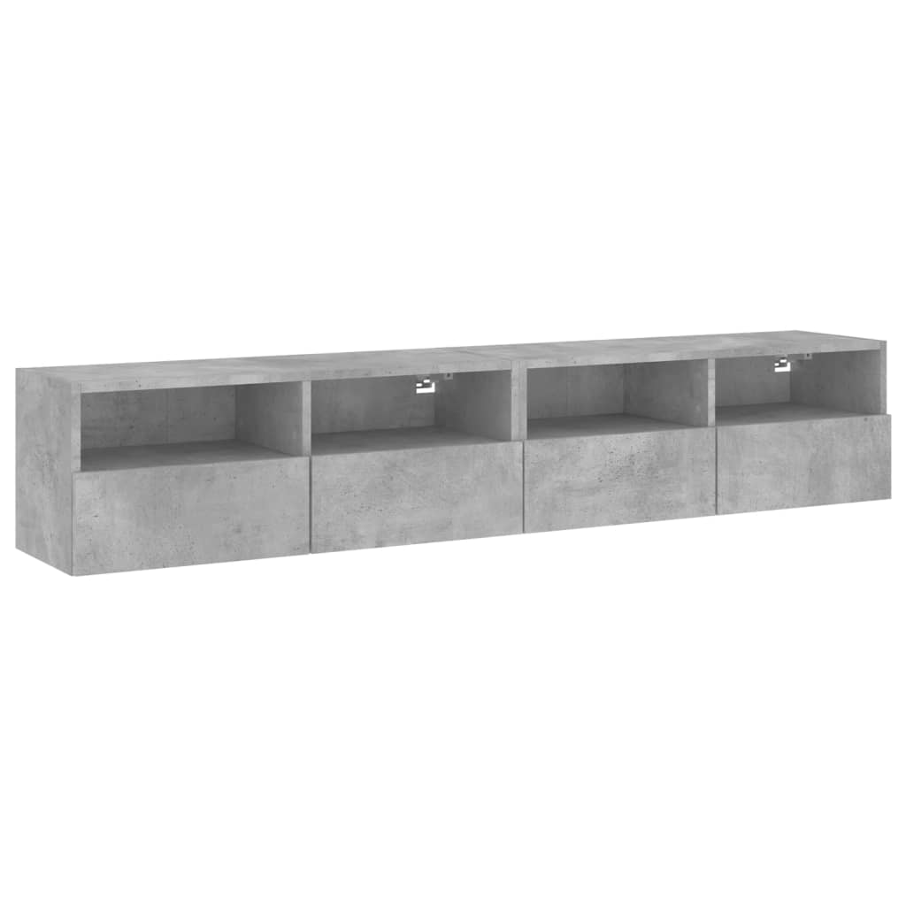 2 db betonszürke szerelt fa fali TV-szekrény 80 x 30 x 30 cm (836875)