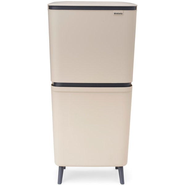 BRABANTIA SortUp Recycle Bin Hi 2 szintes szelektív hulladékgyűjtő torony lábakon felhajtható fedéllel 20+25L műanyag világos bézs 275005 BR275005
