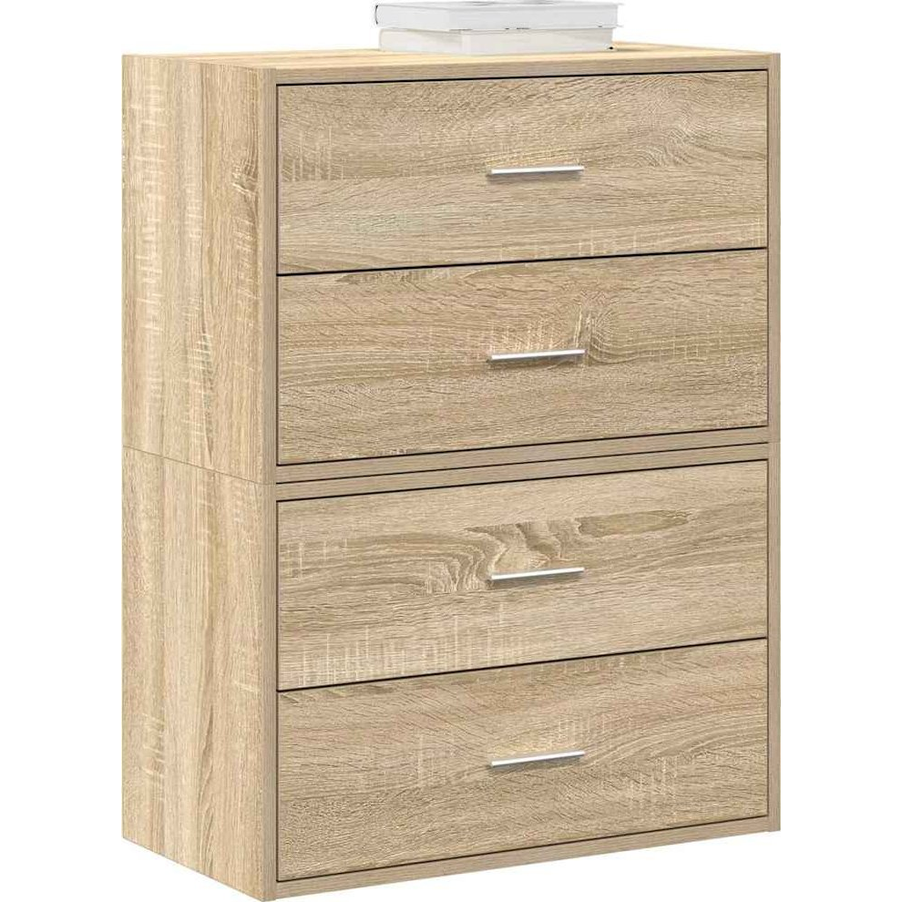 2 db sonoma tölgy szerelt fa szekrény 2 fiókkal 60 x 31 x 40 cm (858826)