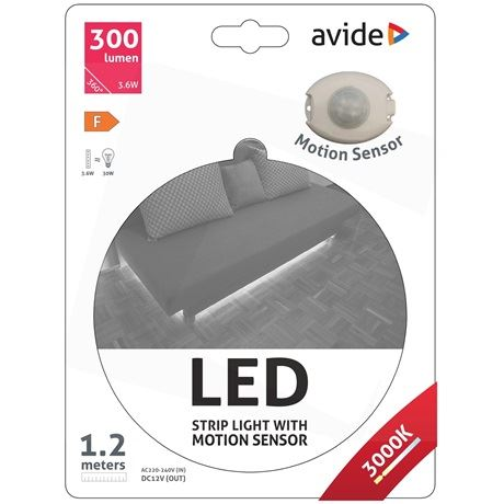 Avide LED лента за осветление на легло със сензор за здрач, сензор за движение, захранване