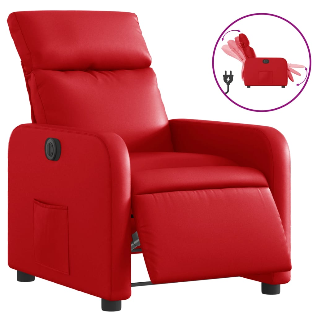 piros műbőr elektromos dönthető fotel (3206740)