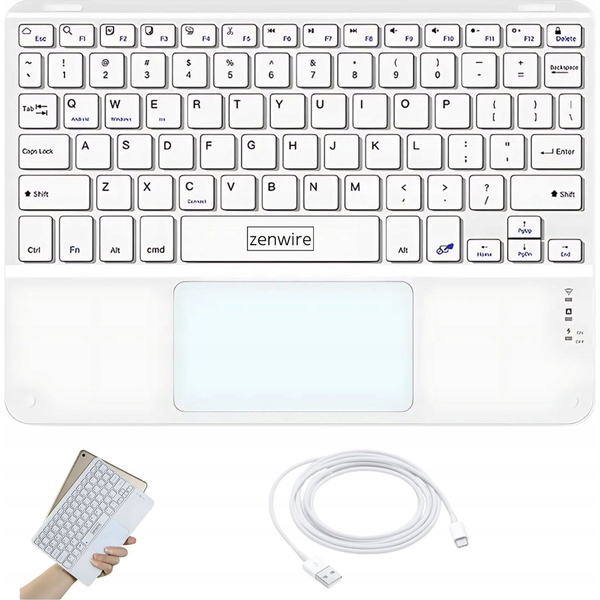 Zenwire WLK-619 brezžična Bluetooth tipkovnica s touchpadom, SLIM (USB-C polnjenje), za tablico, prenosnik in telefon