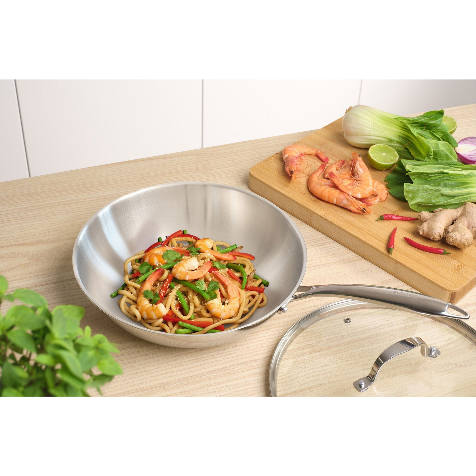 Siguro Wok Pure Delight, 28 cm átmérő, + fedő, prémium rozsdamentes acél (SGR-CS-W728SU)