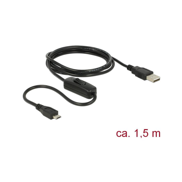 DELOCK USB Kabel micro B -> A St/St 1.50m Ein/Aus-Sch