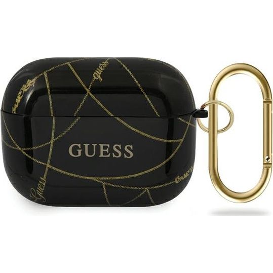 Guess GUACAPPTPUCHBK AirPods Pro Borító - Gold Chain Collection, Fekete